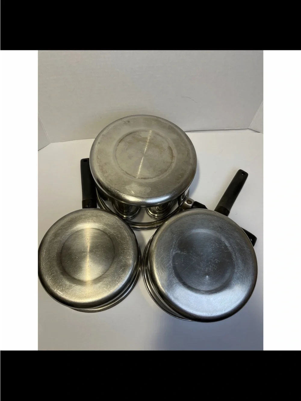 Vintage Ekco Stainless Steel Saucepan Set with Lids - Silver